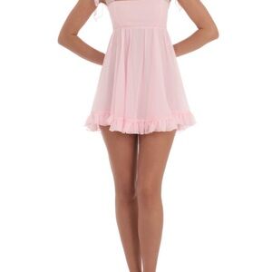 Pink Ruffle Mini Dress